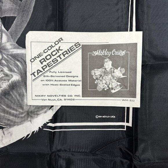 Vintage Motley Crew 90s Flag Art Tapestry Decor Rock N Roll 1991 - Picture 2 of 2